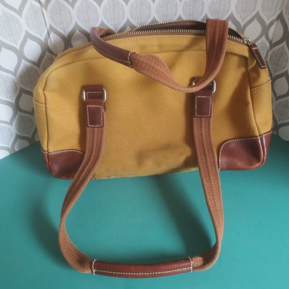 Vintage Genuine Fossil Thick Canvas and Leather Hand Grip and Shoulder Purse.